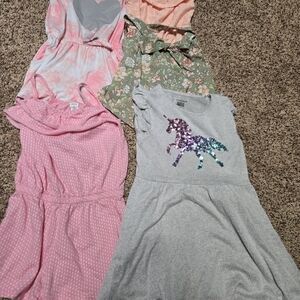 *Size 6* Bundle of 4* 3 Romper Style and 1 Grey Dress w/Unicorn Design*
